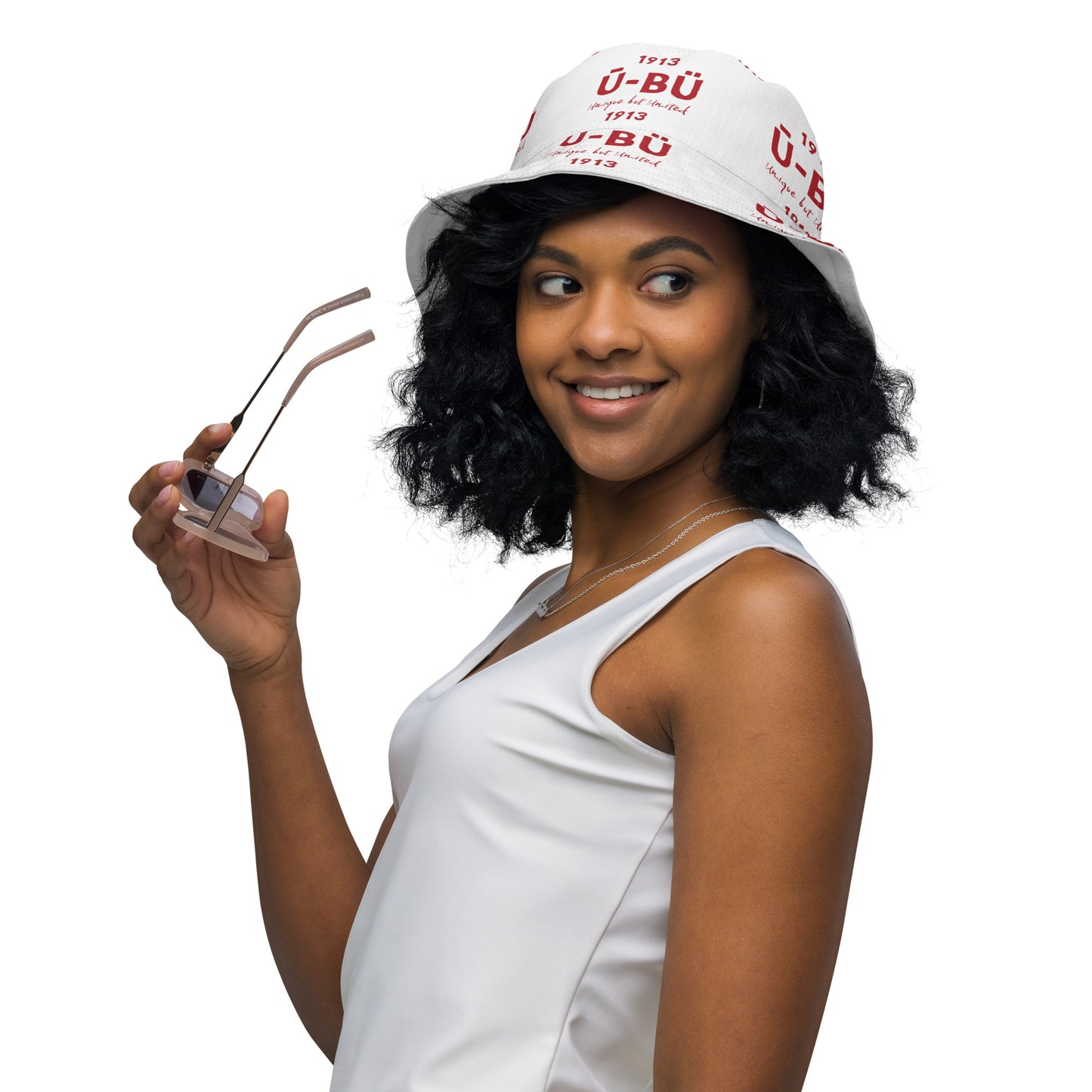 1913 & Ū-BÜ Reversible Bucket Hat - Red on White