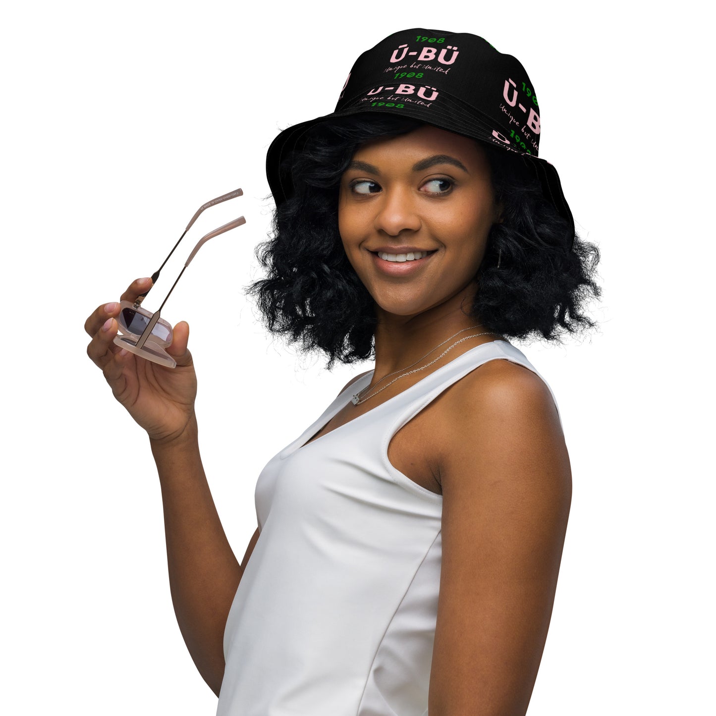 1908 & Ū-BÜ Reversible Bucket Hat - Pink on Black