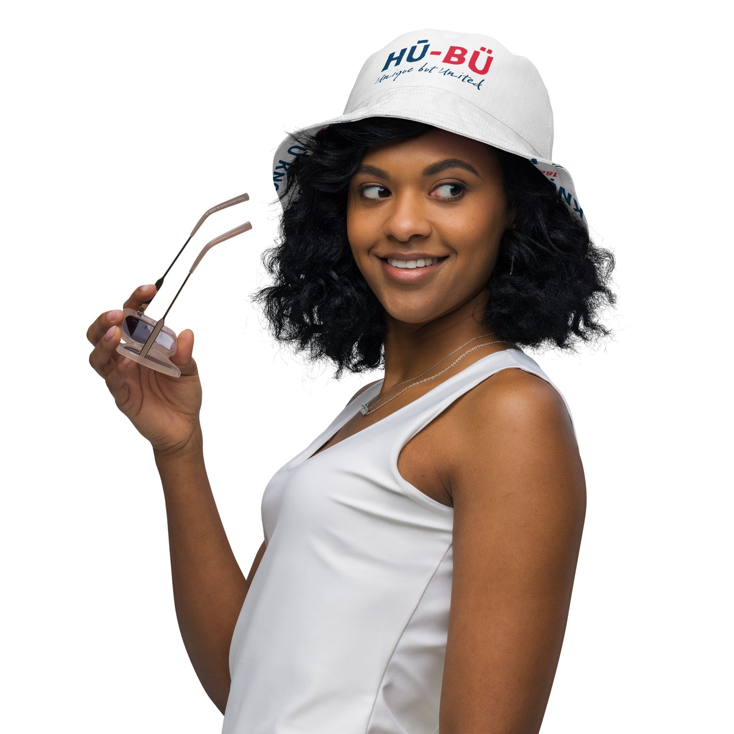 HU - BU Reversible Bucket Hat - Blue + Red on White