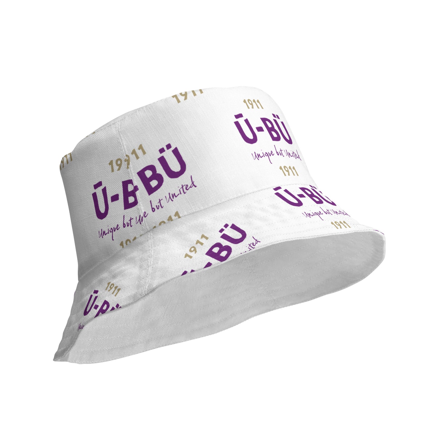 1911 & Ū-BÜ Reversible Bucket Hat - Purple on White