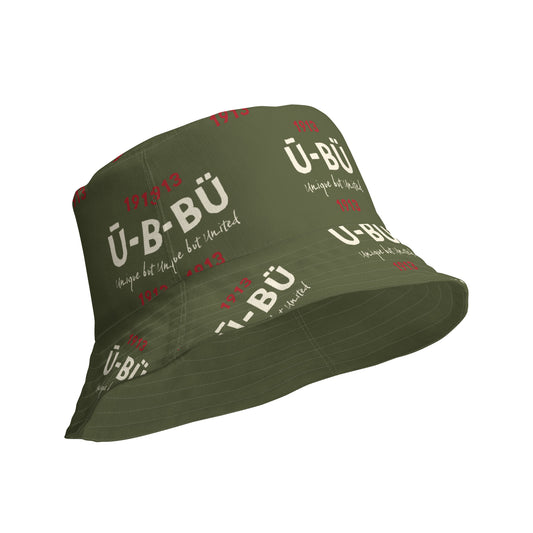 1913 & Ū-BÜ Reversible Bucket Hat - Red on Khaki Green