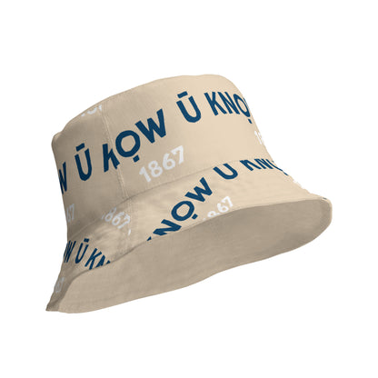 HU - BU Reversible Bucket Hat - Blue + White on Champagne