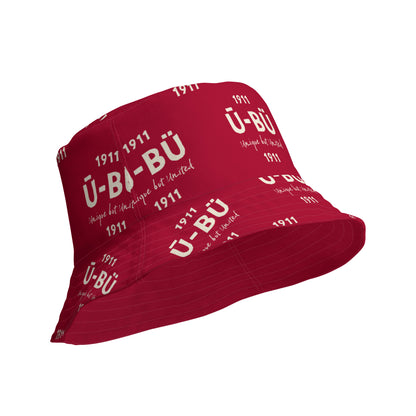 1911 & Ū-BÜ Red Reversible Bucket Hat - Cream on Crimson