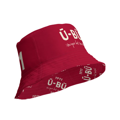 1911 & Ū-BÜ Red Reversible Bucket Hat - Cream on Crimson