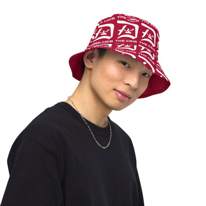 The Crib Reversible Bucket Hat - White on Red