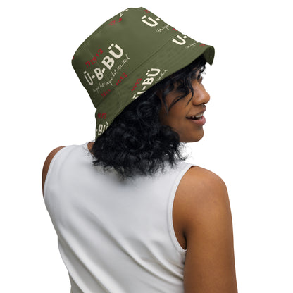 1913 & Ū-BÜ Reversible Bucket Hat - Red on Khaki Green