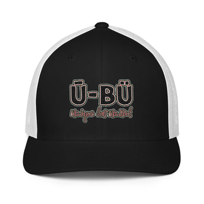 Ū-BÜ Closed-Back Trucker Cap - Red, Black + Green