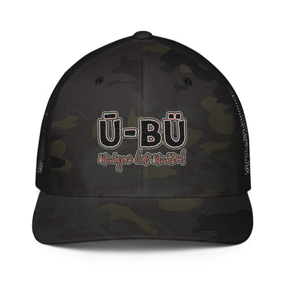 Ū-BÜ Closed-Back Trucker Cap - Red, Black + Green