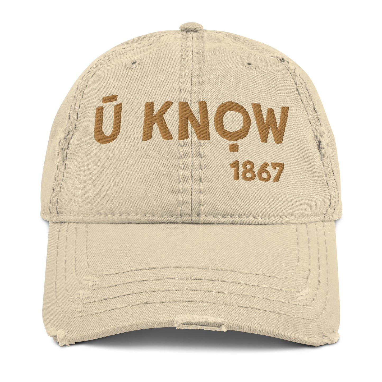 U Know Distressed Dad Hat Gold