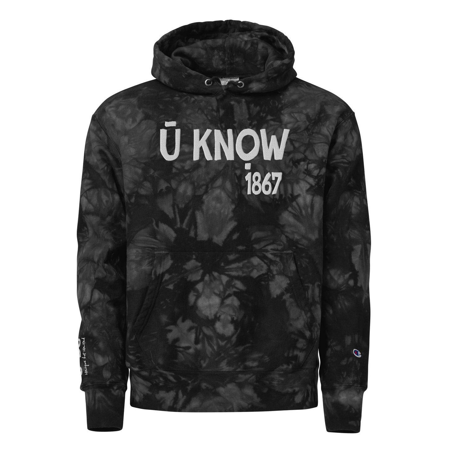 U Know 1867 Unisex Champion® Tie-Dye Embroidered Hoodie