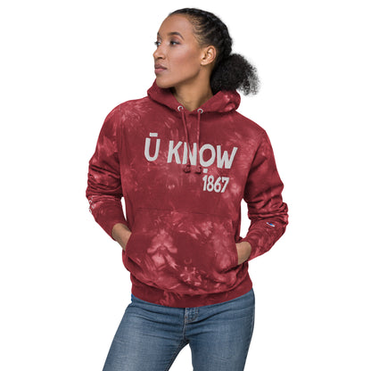 U Know 1867 Unisex Champion® Tie-Dye Embroidered Hoodie