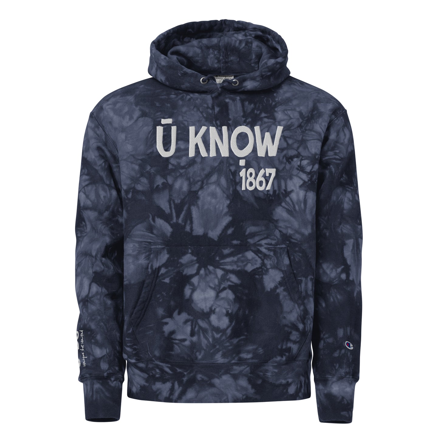 U Know 1867 Unisex Champion® Tie-Dye Embroidered Hoodie