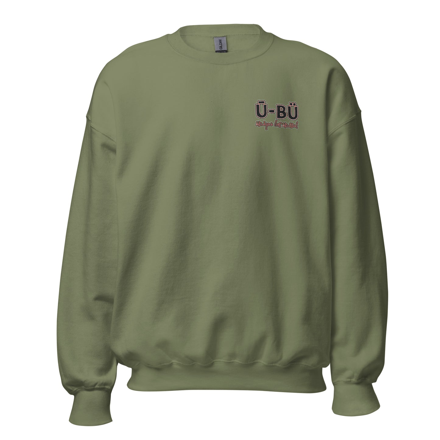 Ū-BÜ Unisex Crewneck Sweatshirt - Red, Black + Green Embroidery