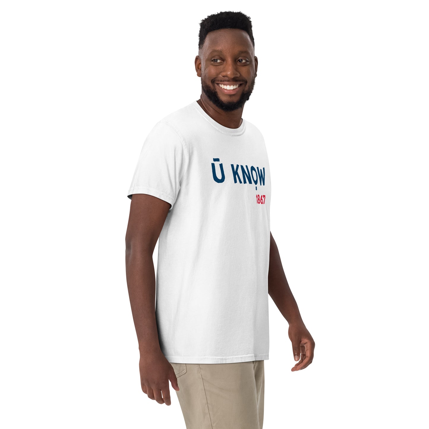 U Know 1867 Unisex Heavyweight T-Shirt - Blue + Red