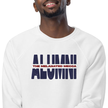 THE Melanated Mecca ALUMNI Embroidered Unisex Raglan Sweatshirt - Blue + Red