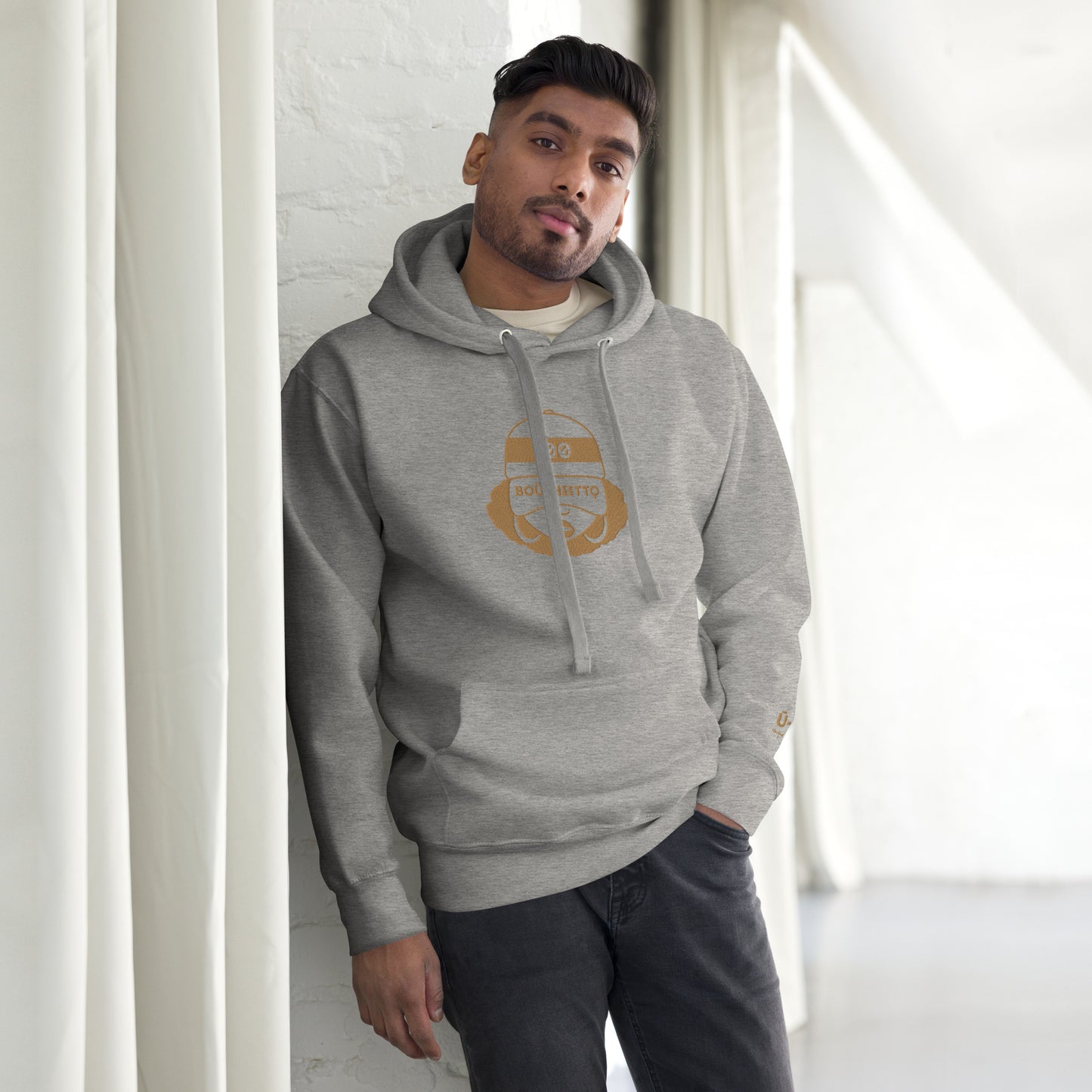 100% Boughietto Embroidered Hoodie - Gold/Centered