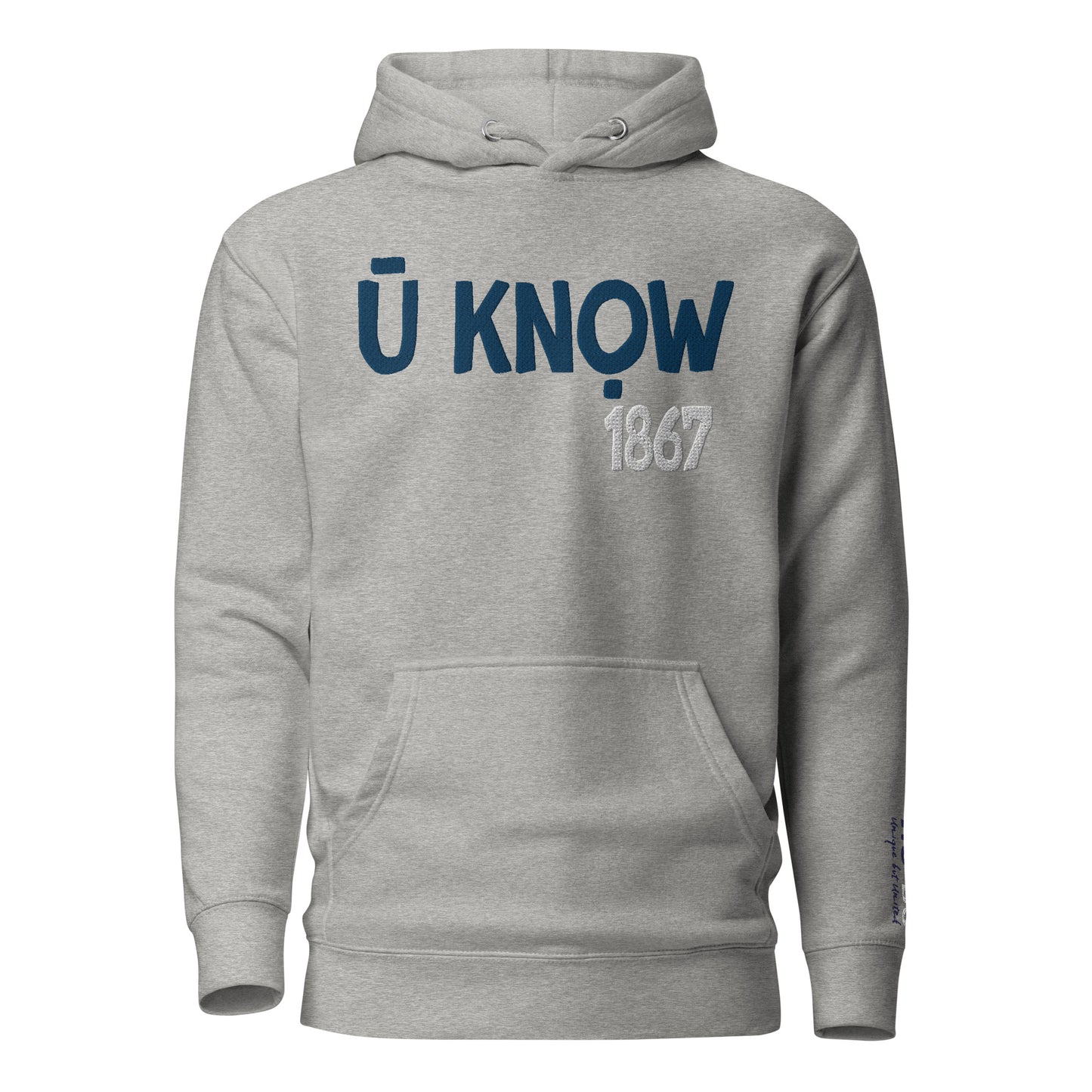 U Know 1867 Unisex Hoodie - Blue + White Embroidery