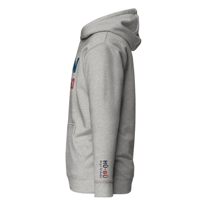 U know 1867 Unisex Hoodie - Blue + Red Embroidery