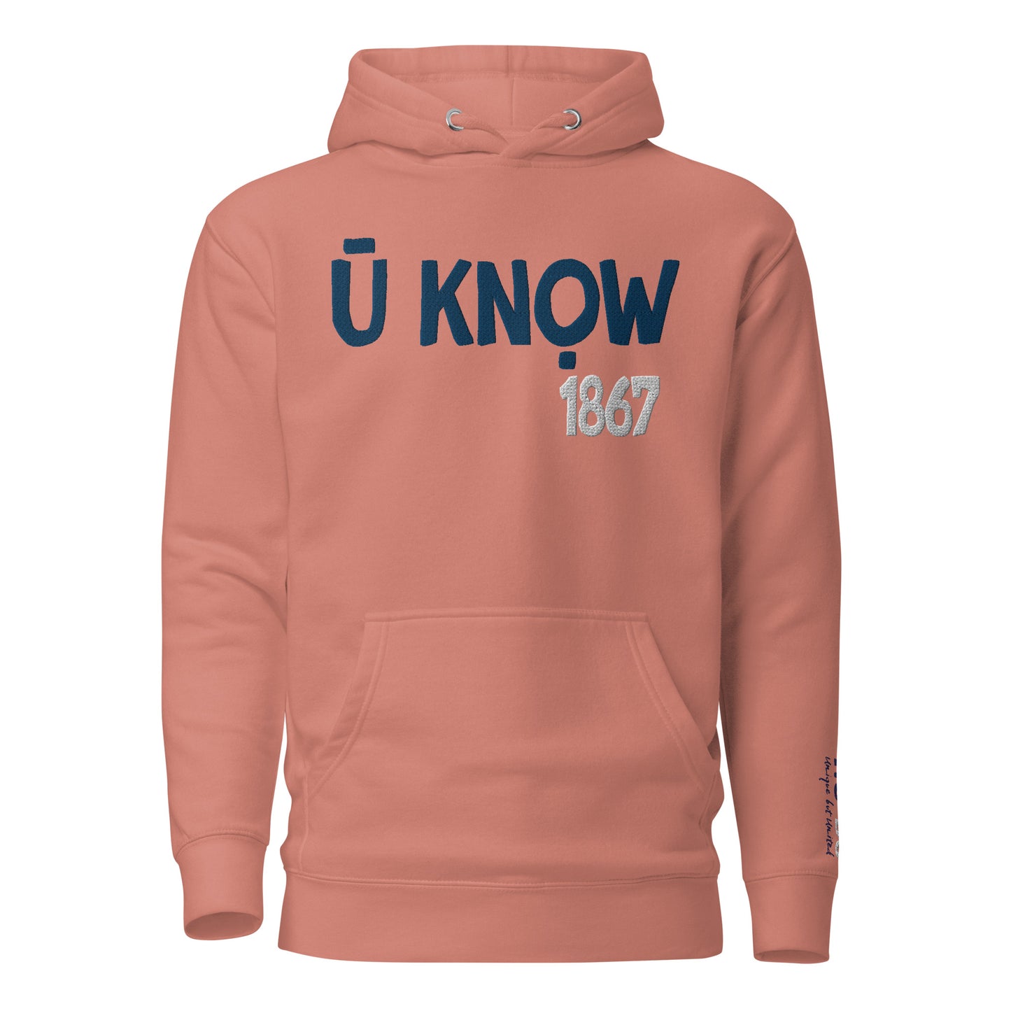 U Know 1867 Unisex Hoodie - Blue + White Embroidery