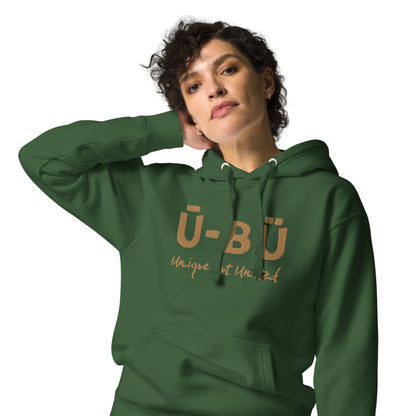 U-BU Unisex Embroidered Hoodie - Gold