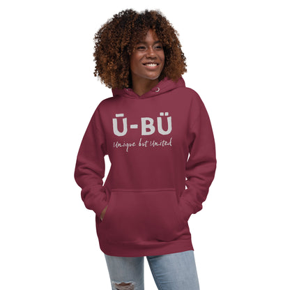 Ū-BÜ Unisex Embroidered Hoodie - White