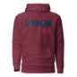 U know 1867 Unisex Hoodie - Blue + Red Embroidery