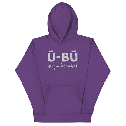 Ū-BÜ Unisex Embroidered Hoodie - White