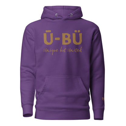 1911 & Ū-BÜ Embroidered Hoodie - Gold on Purple