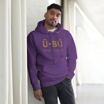 1911 & Ū-BÜ Embroidered Hoodie - Gold on Purple