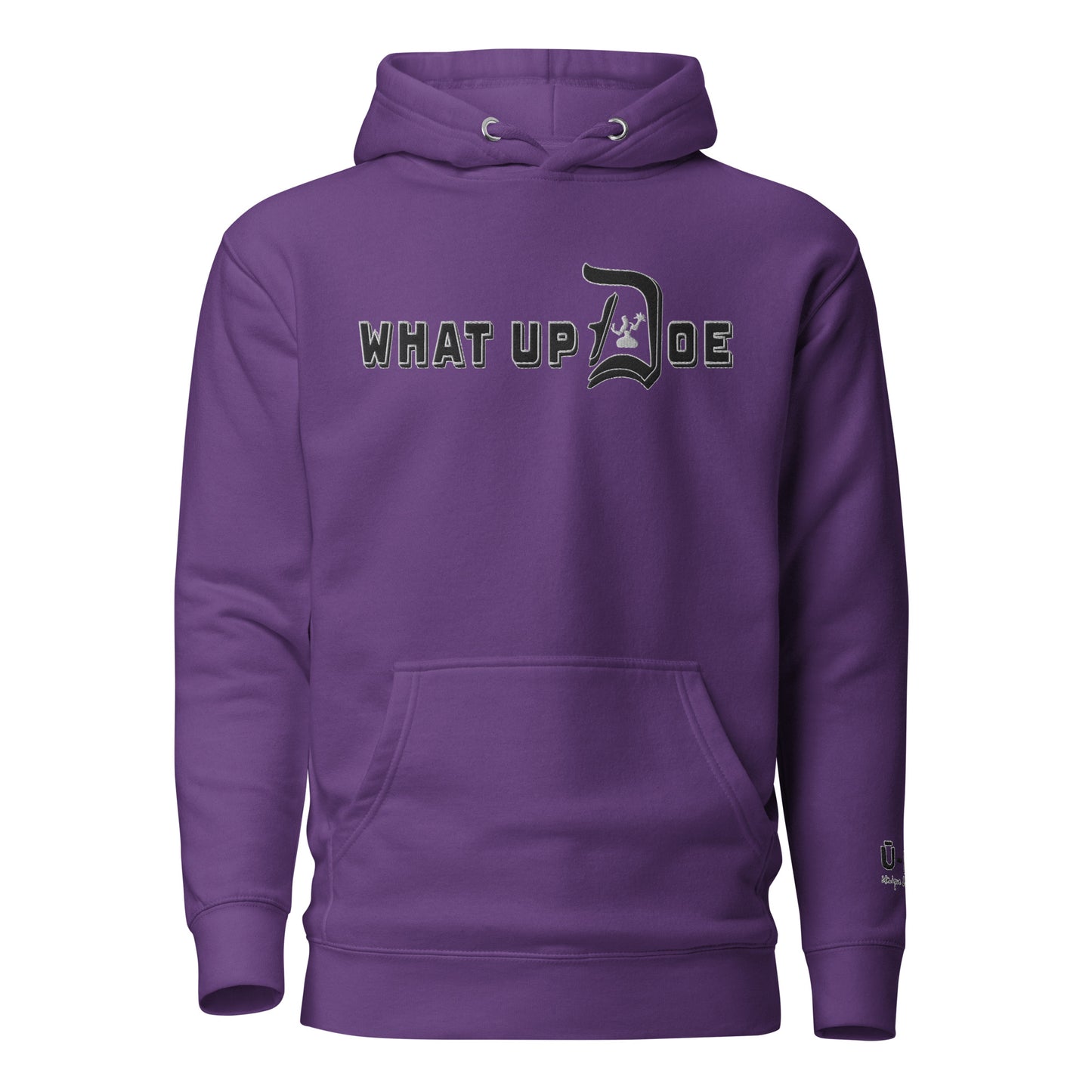 What Up Doe Embroidered Unisex Hoodie - White