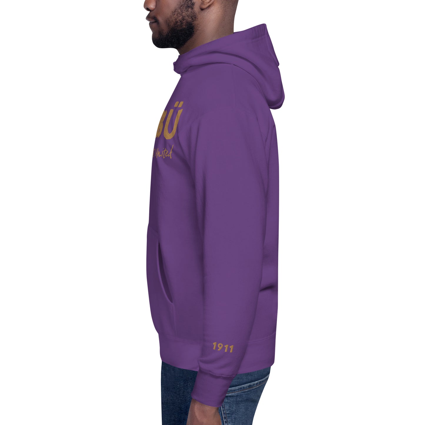 1911 & Ū-BÜ Embroidered Hoodie - Gold on Purple