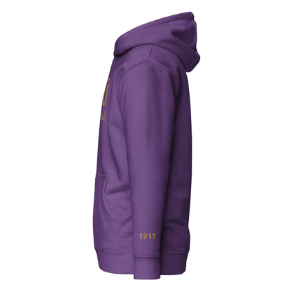 1911 & Ū-BÜ Embroidered Hoodie - Gold on Purple