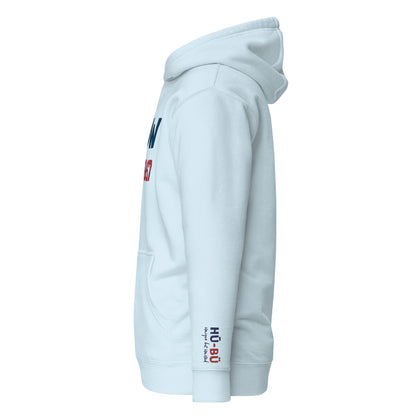 U know 1867 Unisex Hoodie - Blue + Red Embroidery