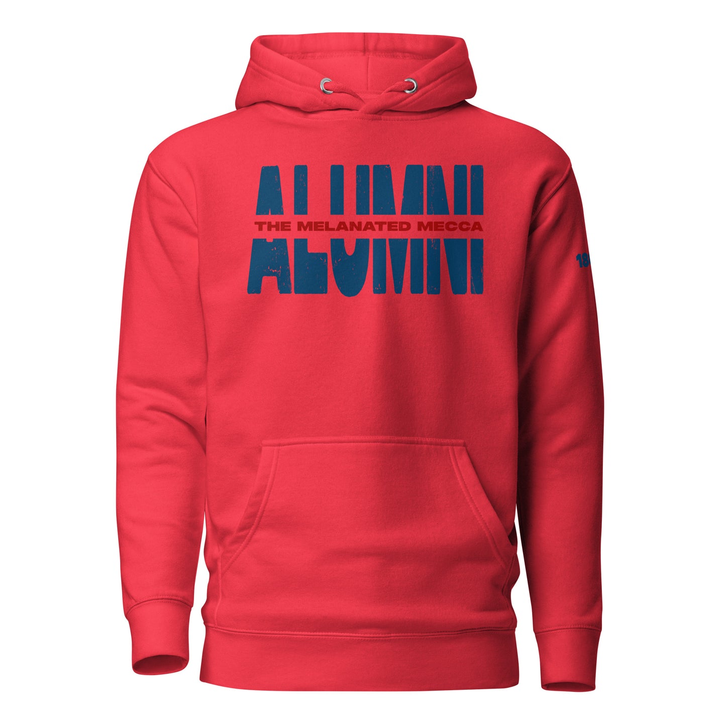 THE Melanated Mecca ALUMNI Unisex Hoodie - Blue + Red