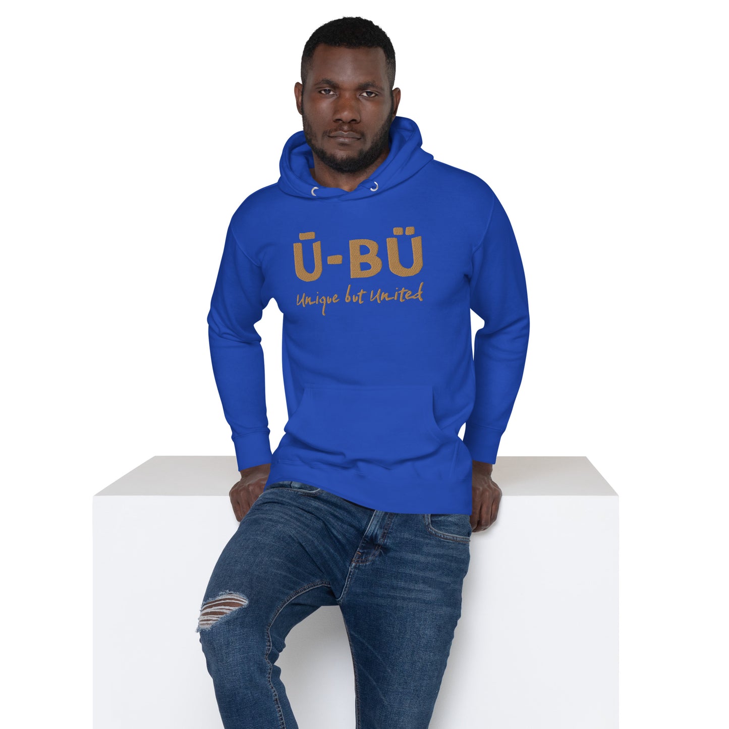 U-BU Unisex Embroidered Hoodie - Gold