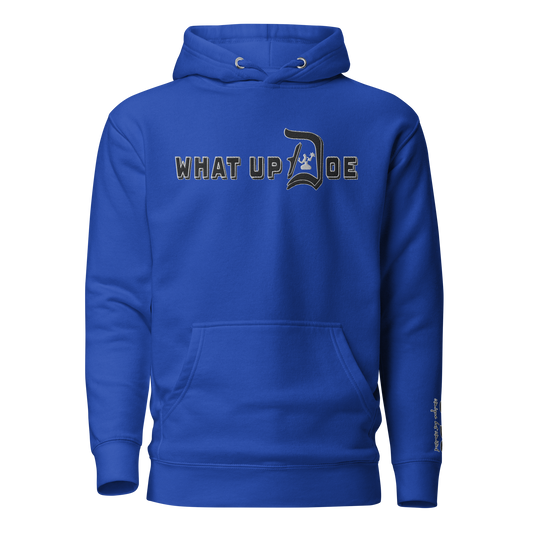 What Up Doe Embroidered Unisex Hoodie - White