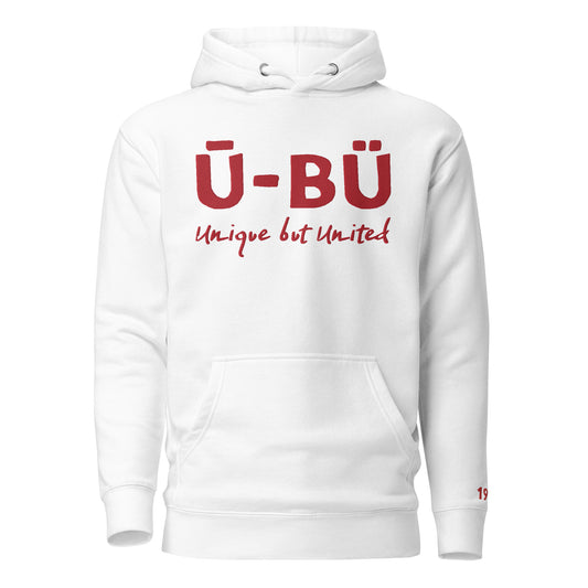 1911 & Ū-BÜ Embroidered Hoodie - Red on White