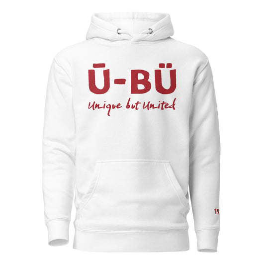 1913 & Ū-BÜ Embroidered Hoodie - Red on White