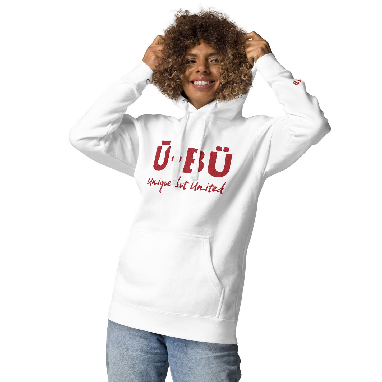 1913 & Ū-BÜ Embroidered Hoodie - Red on White