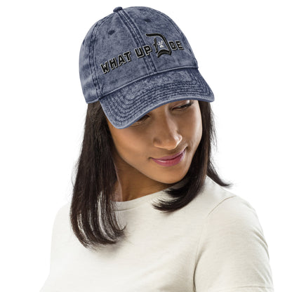 What Up Doe Distressed Denim Cap