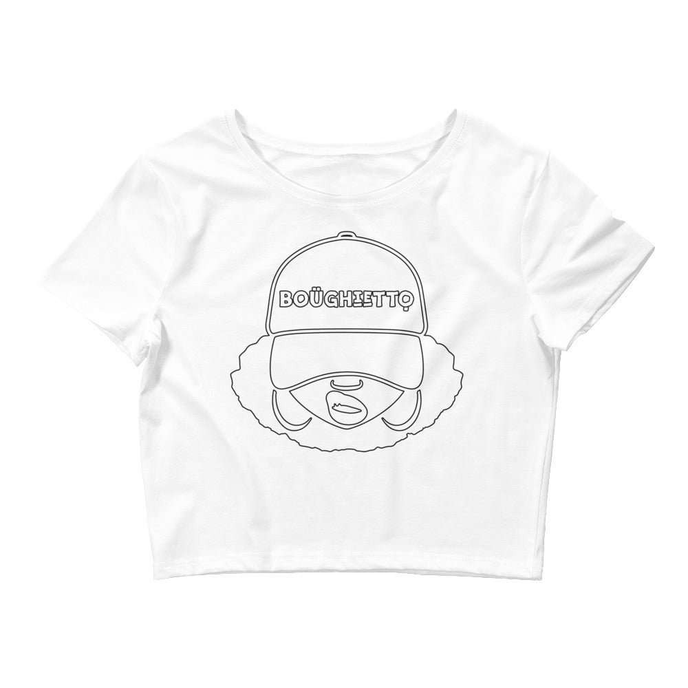 Boughietto Sis Crop Tee - Outline on White