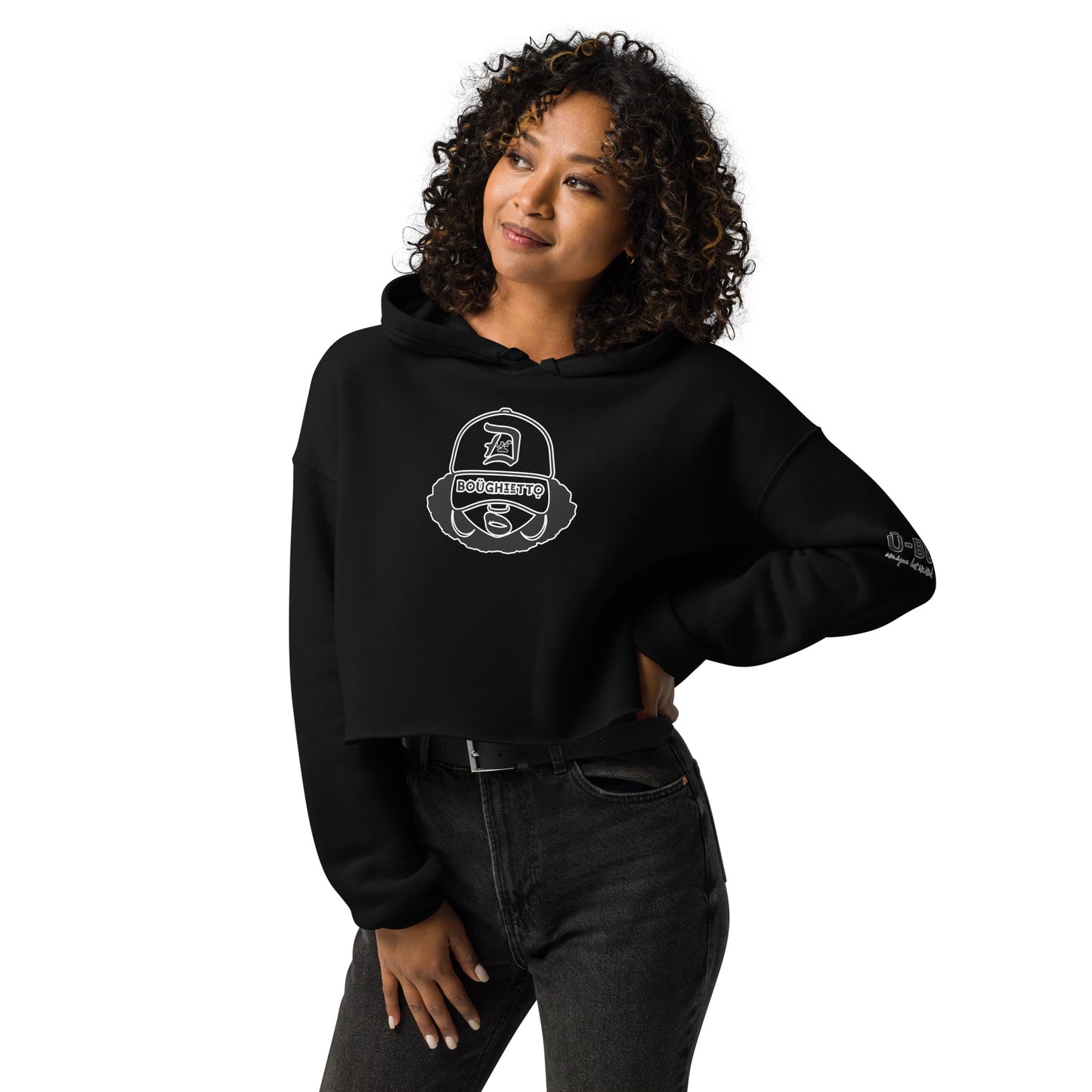 Detroit Boughietto Sis Crop Hoodie - Black on Black