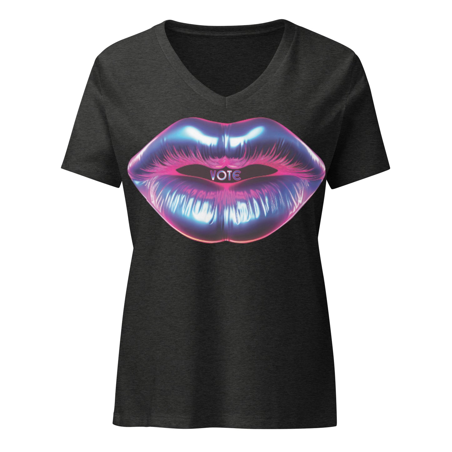 Lips Say Vote! Women’s V-Neck Airbrushed T-Shirt