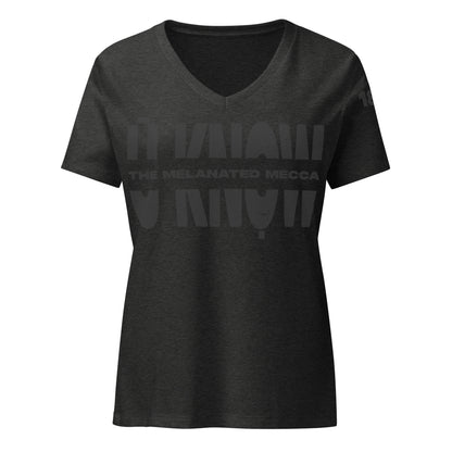 THE Melanated Mecca Women’s Relaxed V-Neck T-Shirt