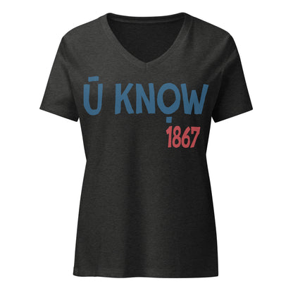 U Know 1867 Women’s V-Neck T-Shirt - Blue + Red