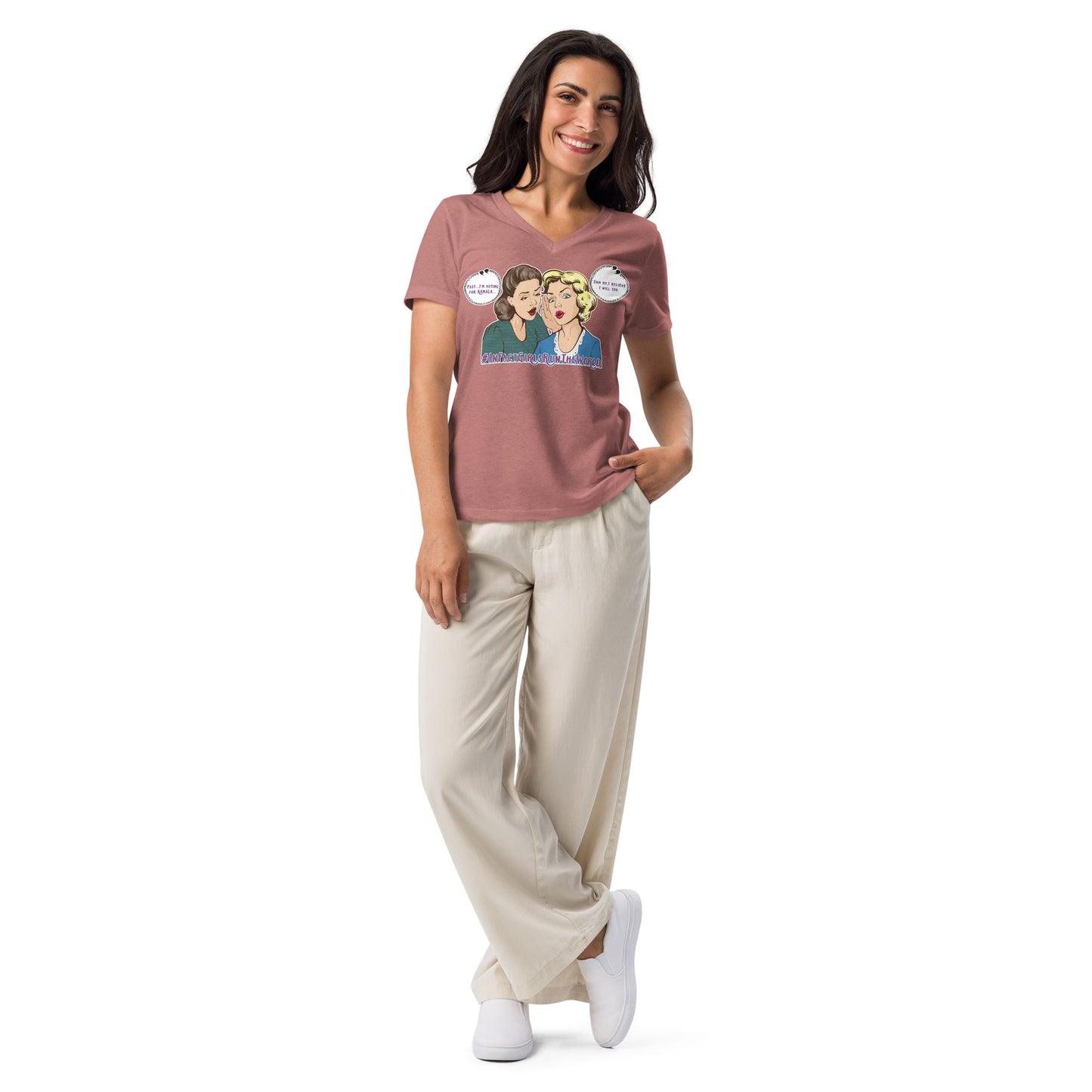 Mid-Century Modern Girls 4 Kamala Women’s V-Neck T-Shirt