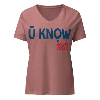 U Know 1867 Women’s V-Neck T-Shirt - Blue + Red