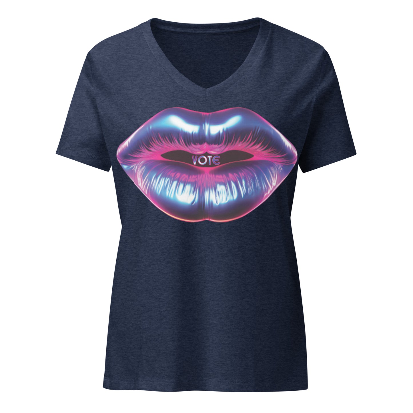 Lips Say Vote! Women’s V-Neck Airbrushed T-Shirt