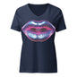 Lips Say Vote! Women’s V-Neck Airbrushed T-Shirt