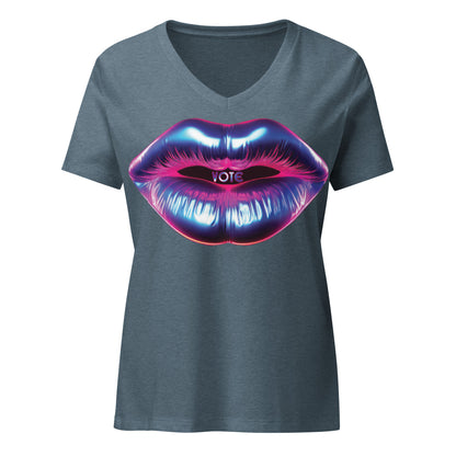 Lips Say Vote! Women’s V-Neck Airbrushed T-Shirt